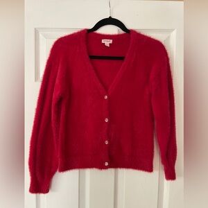 Cat & Jack Vibrant Red Fuzzy Cardigan